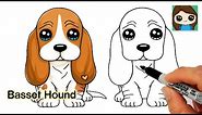 How to Draw a Basset Hound Puppy Dog Easy 🦴❤️
