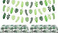 Thinkday 4 Pcs Palm Leaf Table Covers Hawaii Green Palm Leaves Tablecloths Tropical Leaves Table Cloths 4 Palm Leaves Banners Decorations Tropical Green Leaves Banner for Tropical Party Decorations