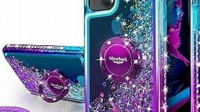 Silverback for iPhone 15 Plus Case, Moving Liquid Holographic Sparkle Glitter Case with Kickstand, Girls Women Bling Diamond Ring Protective Case for iPhone 15 Plus 6.7''- Purple