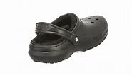 Crocs unisex adult Classic Lined | Warm and Fuzzy Slippers Clog, Black/Black, 4 Women 2 Men US
