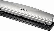 Bostitch Office Premium 3 Hole Punch, 12 Sheet Capacity, Metal, Rubber Base, Easy-Clean Tray, Silver