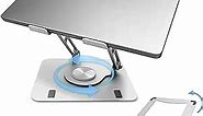 Swivel Laptop Stand for Desk – Adjustable Laptop Stand for Desk 360 Rotation – Raise, tilt, Rotate, Cool laptops with This Ergonomic Laptop Riser for Desk ipad Stand Laptop Cooling pad (Silver)