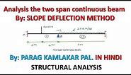Analysis of two span continuous beam by Slope Deflection Method By PARAG PAL
