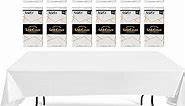 Plastic White Table Cloths for Parties Disposable, 12 Pack, Thick White Tablecloth Good for Wedding, Birthday, Picnic Camping, also 12 Clips for disposable tablecloths for rectangle tables - 54x108-in
