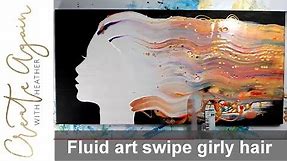 Silhouette Stencil with Acrylic Pour Swipe for Girls wild hair