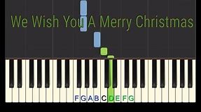 Easy Piano Tutorial: We Wish You A Merry Christmas (full speed) with free sheet music
