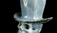 Incredible Cowboy Top Hat 6.4" Agate Geode Carved Crystal Skull Sculpture
