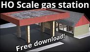 HO Scale Gas Station Paper Kit: Easy to Build and Customize!