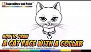 How to Draw a Cat Face with Collar and Heart Pendant - Art For Kids | MAT