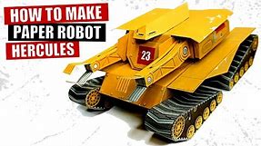 Hercules M23 papercraft robot, dieselpunk tracked vehicle, DIY cardboard robot, paper model template