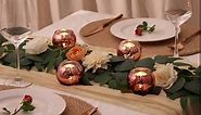 Volens Round Rose Gold Votive Candle Holders, Mercury Glass Tealight Candle Holder Set of 12
