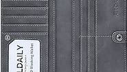 Alldaily Ultra Slim Thin Leather Women Wallet RFID Blocking Credit Card Holder Bifold Long Ladies Billfold (Grey)