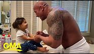 Dwayne Johnson sings 'You’re Welcome' while washing hands with daughter