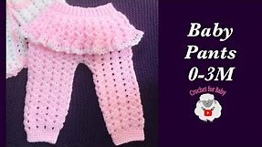 How to crochet newborn baby girl pants | leggings trousers with ruffles 0-6M - Crochet for Baby #185