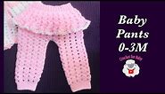 How to crochet newborn baby girl pants | leggings trousers with ruffles 0-6M - Crochet for Baby #185