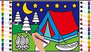 How to Draw a Camping Tent 🏕️⛺ Drawing a Camping Tent | Coloring Pages For Kids And Toddlers #HTD119