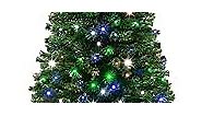 Best Choice Products 7ft Pre-Lit Fiber Optic Artificial Pine Christmas Tree, Holiday Décor Centerpiece w/ 280 Multicolored LED Lights, 8 Sequences, Foldable Stand