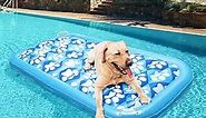 EXPAWLORER Inflatable Dog Pool Float - Large Ride On Pool Raft Toy for Pet, Summer Swiming Pool or Lake Water Games for Small to Large Dogs, Floating Raft with Cute Paw Design