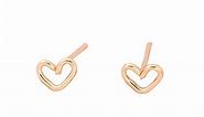 Mini Love Stud Earrings, Handmade Tiny 14K Gold Filled Pouty Kiss Studs by Lotus Stone Design (Rose Gold, Heart)