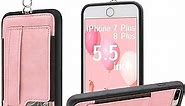 TOOVREN iPhone 8 Plus Wallet Case, iPhone 7 Plus Wallet Case with Card Holder for Anti-Lost Pink