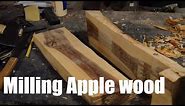 Milling Small Apple Wood-Logs to Lumber
