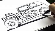 How To Draw A Hot Rod (for kids!)