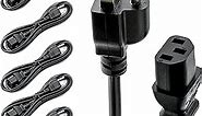 Rebuild Skills 10ft - 5 Pack Universal Computer Monitor Power Cord, C13 Power Cable for Monitor, PC, Desktop, Printer, Scanner, 10 Amps, UL Approved 18/3 GA NEMA 5-15P to IEC13