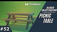Modeling a Picnic Table | Blender 2.92 [Timelapse]