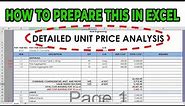 Simplified Detailed Unit Price Analysis-Step-by-Step Derivation of Unit Rate