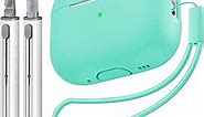 Tandoler Compatible with Airpods Pro 2 Case, Soft Silicone Skin Cover Protective Cases with Cleaner kit and Lanyard Compatible for AirPod Pro 2nd Generation, Front LED Visible-Mint Green