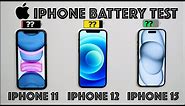 iPhone 11 vs iPhone 12 vs iPhone 15 BATTERY TEST!