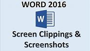 Word 2016 - Screenshot in Word - How to Insert & Take a Screen Clipping Shot in Microsoft Office 365
