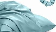 Silk Pillow Cases Satin Pillowcases: Standard Size Cover - Hidden Zipper for Hair & Skin - Color Stays Anti Acne Prone Temp Balance Cool Protector - Women Men Gift - Sky Blue 20" x 26"