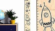 HEADWATERS STUDIO Kids Wooden Wall Growth Chart, Boys & Girls - Height Chart & Height Measurement Ruler for Wall - Kids Nursery Wall Decor & Room Hanging Wall Decor - Space Themed - Natural