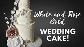 Winter Inspired White/Rose Gold Floral Wedding Cake Tutorial! | DIY Wedding Cake
