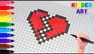 Рисунки по клеточкам - Разбитое сердце | How to draw a broken heart Pixel art