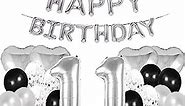 WXLWXZ Sweet 11th Birthday Balloon 11th Birthday Decorations Happy 11th Birthday Party Supplies Silver Number 11 Foil Mylar Balloons Latex Balloon Gifts for Girls,Boys,Women,Men