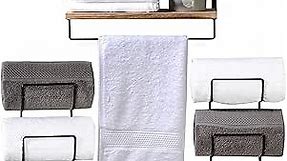 Towel Rack for Bathroom, Set of 3 Wall Mounted Towel Rack with Wooden Shelf, Towel Holder for Bathroom Towel Storage, Wall Towel Rack for Rolled Towels, 3 Level Wine Towel Storage Organizer