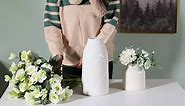 hjn White Ceramic Vase for Home Decor Morden Table Vase for Centerpieces, Floor Tall Vases for Living Room/Bookshelf/Mantel- White Texture(Large)