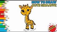 How to Draw A Cute Baby Giraffe | Animal Drawing Tutorial for Beginners