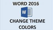Word 2016 - Theme Colors - How To Change Color Themes in the Background of Document in MS Office 365