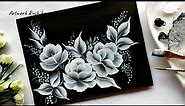 Black and White One Stroke Flower Painting | 2 Brush Painting | Acrylic Painting Tutorial