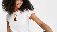 Levi's x The Simpsons - T-shirt à bords contrastants et motif Lisa - Blanc/rouge  | ASOS