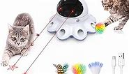 ORSDA 2-in-1 Cat Laser Toy, Automatic Cat Toys for Indoor Cats, Laser Interactive Cat Toy, 8 Holes Mice Whack A Mole Moving Feather, USB Rechargeable Electronic Kitten Toys
