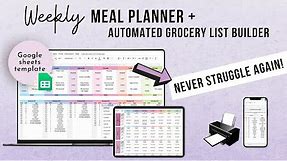 Meal Planner and Automated Grocery List Builder Google Sheets Template, How to Meal Plan for a MONTH