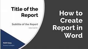 How to make Classic Report Template in Word | Business Reports | Speed Word
