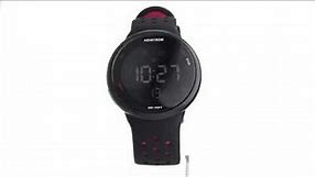 Armitron: Digital Chronograph Round Dial Watch with Black Resin Strap & Red Accents- 40/8423BRD