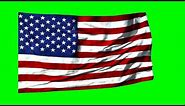 4K American Flag waving, Stars and Stripes, Green Screen 3D Animation
