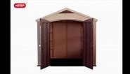 Keter Factor 8 ft. W x 6 ft. D Large Outdoor Durable Resin Plastic Storage Shed with Double Doors, Taupe Brown (47.5 Sq. Ft.) 213039