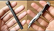 making mini knife pendant out of bolt - handmade small knife pendant